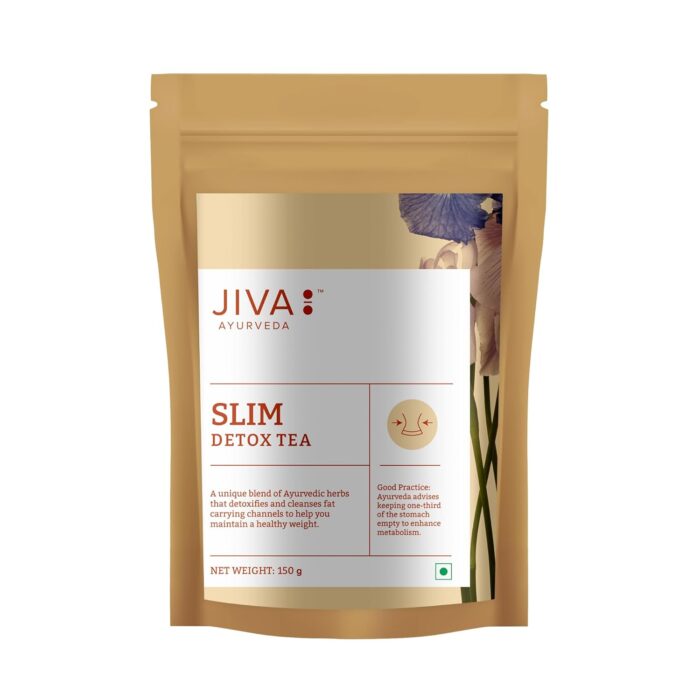 Jiva Ayurveda Slim Tea 150gm | 100% Ayurvedic Caffeine-Free Tea | Detoxifies Body, Open Up Blocked Channels, And Improve Digestion And Metabolism | Helps with Weight Management (Pack of 1)