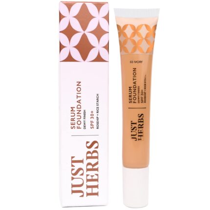 Just Herbs Serum Foundation for Face Makeup with SPF30+ Dewy Finish Full Coverage Makeup Foundation For All Skin Types 20 ml