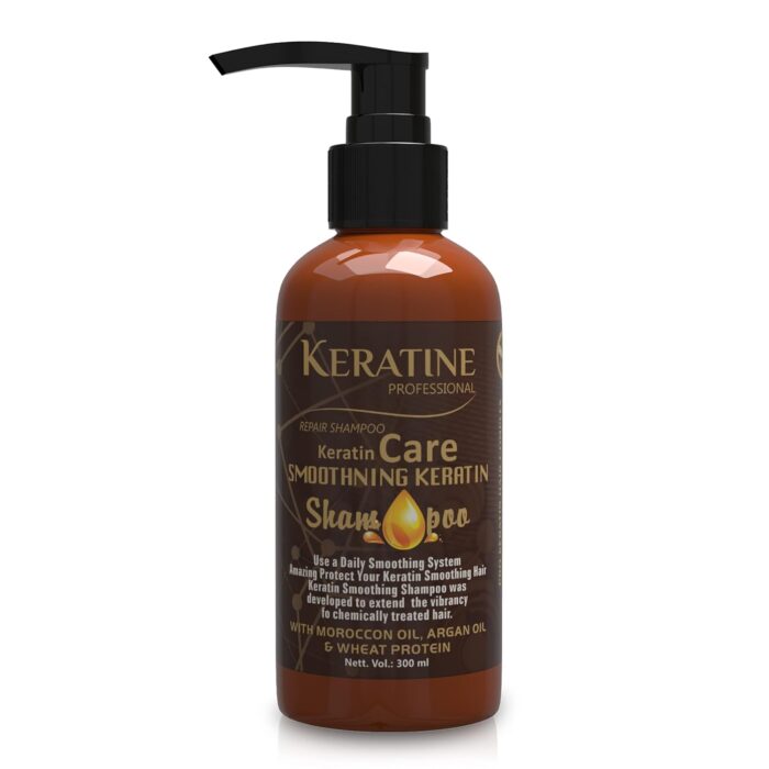 KERATINE PROFESSIONAL Keratin Care Smoothening Keratin Shampoo | Collagen with Moroccan Oil, Argon Oil & Wheat Protein for Curly Wavy & Straight Hair