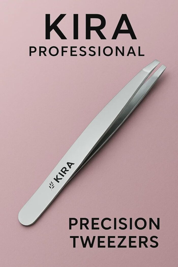 KIRA Tweezer Plucker Precision Tweezers For Eyebrows, Ingrown Hair, Plucking Daily, Hair Removal And Beauty Tool With Stainless Steel (Silver)