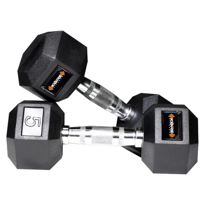 KORE DM-HEXA-5KG-COMBO16 Dumbbells Kits, Rubber, Black