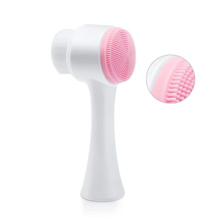 KPNG Double Side Portable 3D Face Cleaning Vibration Massage Silicone Facial Cleansing Brush,Pack of-1, Color-Blue-Pink Random (Pack Of-1, Pink)