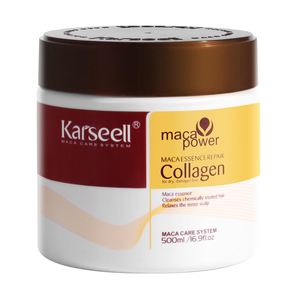 Karseell Hair Mask Collagen 16.9 Oz 500Ml Deep Conditioner Coconut Oil Keratin Mask For Dry Damaged Hair Color Treated Hair Curly Hair Bleached Hair For All Hair Types, 1 Count
