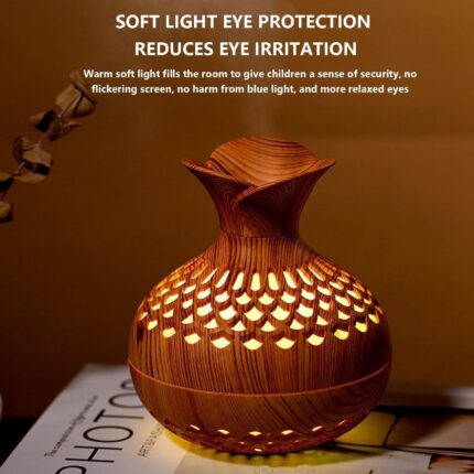 Kart Wooden Cool Mist Humidifiers Essential Oil Diffuser Aroma with Led Night Light Colorful Change for Car, Office, Babies, Humidifiers for Home, Room (1, Vase)