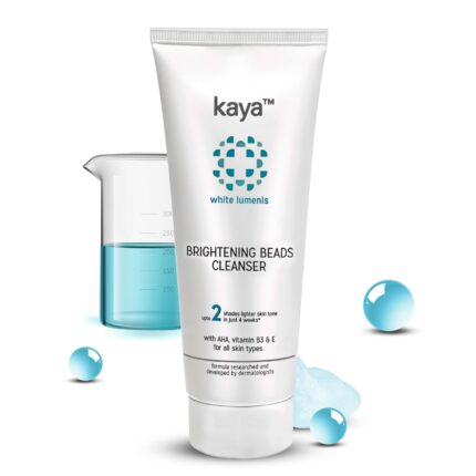 Kaya Brightening Beads Face Wash with AHA, Niacinamide & Vitamin E | Dermatologist-Developed Daily Exfoliating Cleanser for Glowing, Even Skin Tone & Hydrated Skin | 22 Years Expertise | Suitable for All Skin Types, 100ml