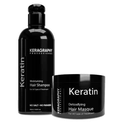 Keragraphy Professional Keratin Sulphate free Smooth Shampoo and Mask | Infused with Keratin, Vitamins | For a healthier & natural looking 500ml Combo Pack