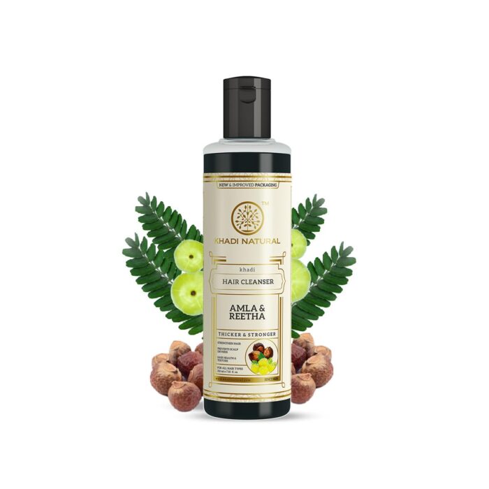 Khadi Natural Amla & Reetha Shampoo | Anti Hair Fall Formula | For Thick and Strong Hair | Promotes Healthy Hair Growth | Suitable for All Hair Types | 210ml