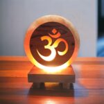 Kirit Gemstones Mini 3D OM Himalayan Rock Salt Lamp, 10 cm, for Vastu, Feng Shui, Healing, Peace