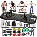 LALAHIGH Portable Home Gym System: Large Compact Push Up Board, Pilates Bar & 20 Fitness Accessories with Resistance Bands Ab Roller Wheel - Full Body Workout for Men and Women, Gift for Boyfriend