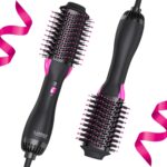 LANDOT One-Step Hot Air Brush & Volumizer, 1000W, Black, Ionic Technology, Ceramic & Titanium, 3 Heat/Speed Settings, Detangles, Dries, Smooths & Volumizes All Hair Types