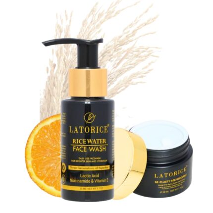 LATORICE Unisex Rice Water Face Wash and Niacinamide Face Cream with Collagen and Hyaluronic Acid | Helps to Reduce Sun Spot Melasma Freckles | Skincare Set for All Skin Types (Pack of 2)
