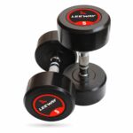 LEEWAY Rubber Coated Bouncer Dumbbells Weights, (5kg Pair)| Professional Round Dumbbells, Dumbbell Set, Dumbbell Set for home workout, Gym Dumbbell Set, Dumbbell Set of 2 (5kg Pair), black