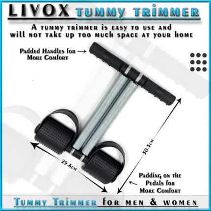 LIVOX Gym Home Workouts Equipment Combo Set for Men Women Full Body Exercise Kit - Tummy Trimmer, Toning Tube Band, and Push Up Stand