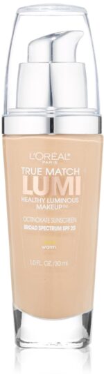L'Oral Paris True Match Lumi Healthy Luminous Makeup, W3 Nude Beige, 1 fl. oz.