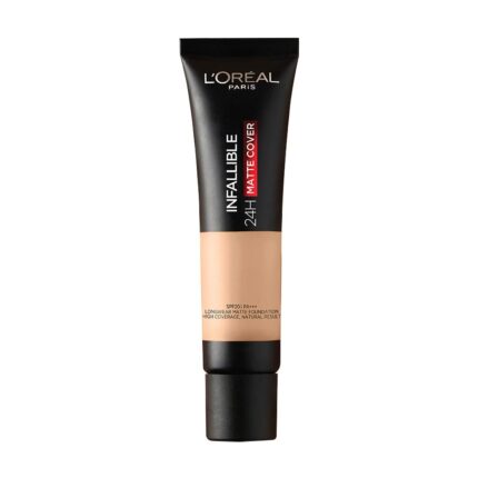 L'Oréal Paris Liquid Foundation, Waterproof, Sweatproof and Heatproof, Oil-Control, Infallible 24H Matte Cover, 250 Radiant Sand, 30 ml