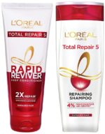 L'Oreal Paris Rapid Reviver Total Repair 5 Deep Conditioner, 180ml & L'Oreal Paris Total Repair 5 Repairing Shampoo with Keratin XS, 192.5ml