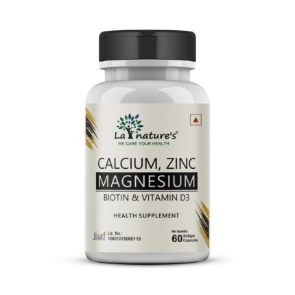 La Nature's Calcium Magnesium Zinc With Biotin and Vitamin D3 for Bone Hair Nail Skin Health And Immunity Boost for Men and Women: 120 Soft gels Capsules