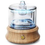 Lecdura Glass Essential Oil Diffuser Humidifier - 80ML Plastic Free, Glass Reservoir, Natural Wood Base, Ultrasonic Cool Mist Aroma Diffusers with Auto-Off 7 Color Light for Home Office Bedroom Gift