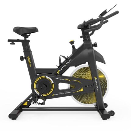 Let's Play® Professional Indoor Upright Exercise Bike with Matt Black Frame Handlebar Aluminum Pedals with Mobile & Bottle Holder Ergonomic Seat for Home, Workout & Cardio Training