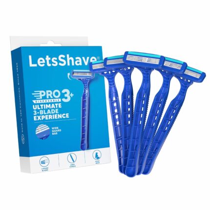 LetsShave Pro 3 Plus Disposable Shaving Razors for Men, Pack of 5, Shaving Blade For Men, Manual Shaving Razor for Men