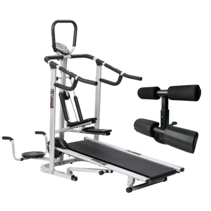 Life Line Fitness LT-203 Manual Treadmill 4in1 DLX with Free Push up/Sit up Exercise Bar Assist, Twister, Pushup Bar and Stepper, 3 Level Inclination, Foldable & Space Saving Treadmill