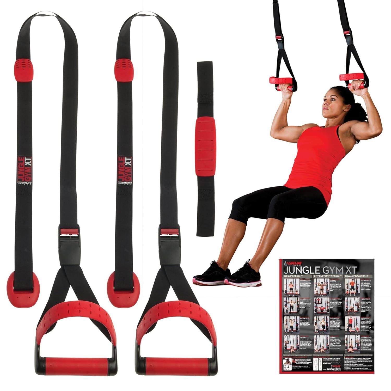 Lifeline Jungle Gym Suspension Trainer System – Split Anchor Design for More Exercise Options – Total Body Workout - 3 Models Available