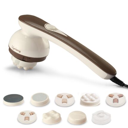 Lifelong Electric Body Massager Machine for Pain Relief - 9 Massage Heads for Back, Foot, Hand, Neck, Shoulder Massage - Powerful Handheld Vibrator for Back Pain with Multiple Speed Setting