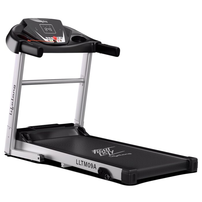 Lifelong FitPro (4 HP Peak) 3 Level Manual Incline |Hydraulic Folding Motorized Treadmill for Home |12 Preset Workouts, Max Speed 12km/hr & Bluetooth Speaker with Max. User Weight 100Kg (LLTM09A)