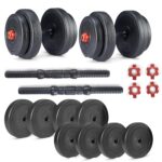 Lifelong LLPVCHGC11 PVC Home Gym Adjustable Set (3Kg*4+1Kg*4) Plates with Dumbbell Rod, Black