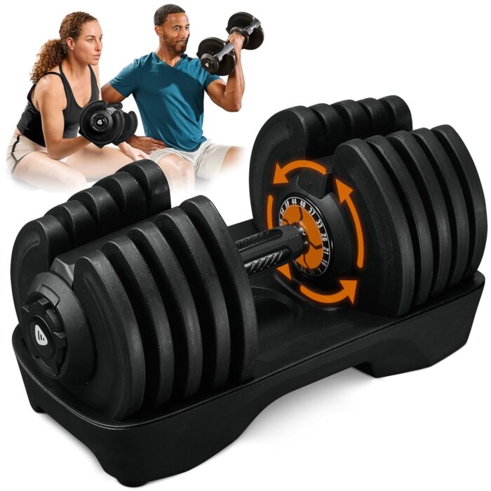 Lifepro Adjustable Dumbbells - 15Lb 25Lb 43Lb 55Lb 90Lb 6in1 Dumbbells Adjustable Weight, Compact Quick Adjustable Dumbbells set/single for Full Body Exercise & Fitness Home Gym