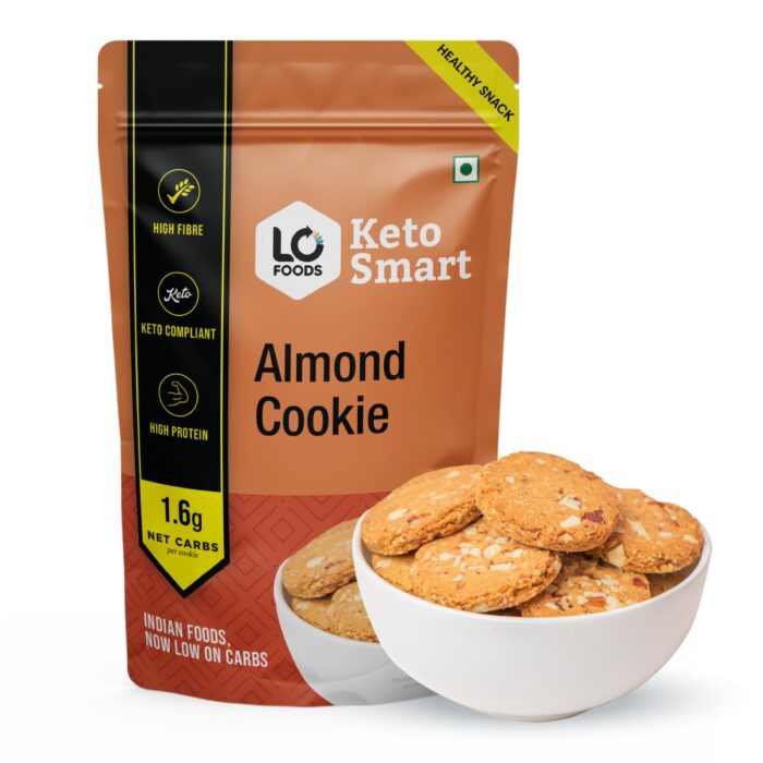 Lo! Foods - Keto Almond Cookies (200g) | Stevia Sweetened Sugar Free Keto Cookies | Authentic Flavor and Taste Keto Biscuits | 2.7g Net Carb Keto Snacks with Zero Sugar | Low Carb Diabetic Snacks