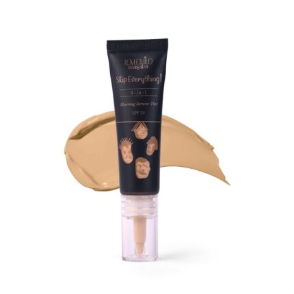 LoveChild Masaba Skip Everything 4-in-1 Skin Tint, Primer, Moisturizer, Sunscreen SPF 20 & Foundation, Blurring Serum Tint, Seamless Coverage & Natural Finish, Lonely Lioness (Natural Buff) 10ml