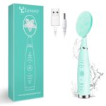 Lyrzzey Sonic Facial Cleansing Brush Waterproof Electric Face Body Scrubber Rechargeable Silicone Brush Gentle Exfoliating, Massaging Portable 5 Modes Blue
