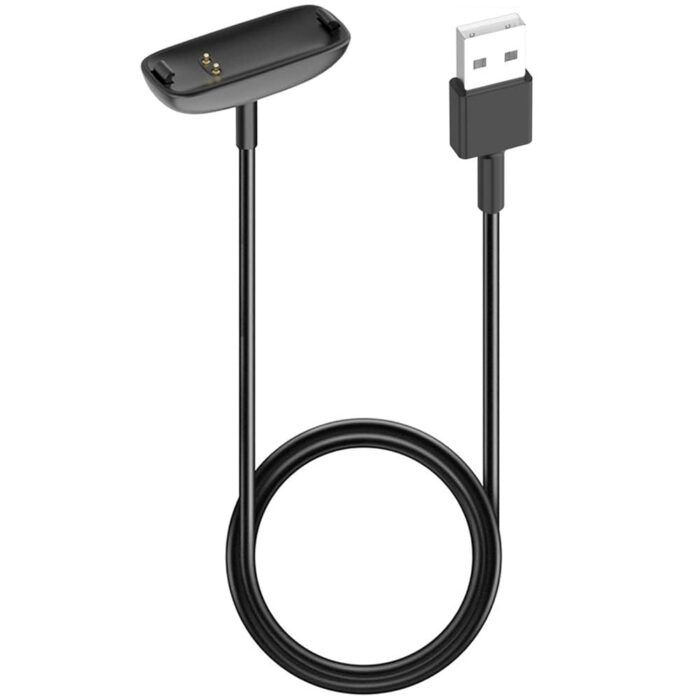 MASKED® USB Charger Cable compatible with Fitbit Inspire 2 / Ace 3 Smartbands - Replacement USB Cable (Black)