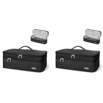 MAYCREATE Travel Carrying Case for Dyson Airwrap Brush Hair Dryer Shark Flexstyle Double-Layer Accessories Tools Storage Bag for Revlon Hairdryer Styler Organizer Black Bag Only 2 PCS