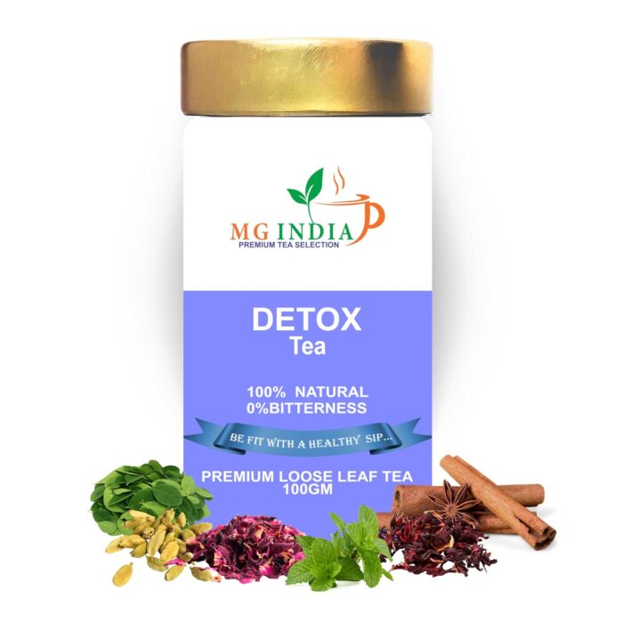 MG INDIA - Organic Detox Tea (100g) – Herbal tea for detox, digestion, liver health & weight loss. Caffeine-free, vegan, gluten-free, boosts immunity & metabolism. No preservatives, all-natural.