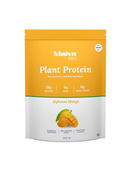 Maiva Pro | Plant Protein Isolate - Alphonso Mango - 1kg | 28g Protein, 6g BCAA | All Essential Amino Acids | Gut Friendly, Easy to Digest | Vegan, Dairy Free, No Preservatives