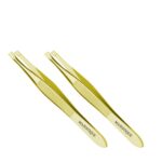 Majestique Eyebrow Pluker Tweezers for Women and Men Twiser Eyebrows | Twizzer Tools for Ingrown Hair and Splinters | Professional Facial Twizzer Tools for Eyebrows and Hair Plucker Removal - Gold 2Pcs