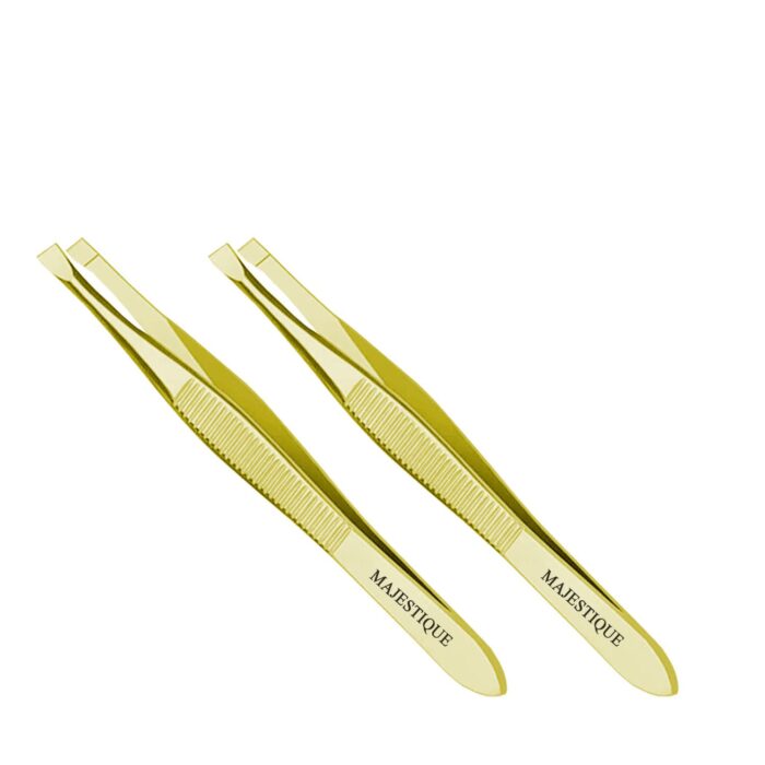 Majestique Eyebrow Pluker Tweezers for Women and Men Twiser Eyebrows | Twizzer Tools for Ingrown Hair and Splinters | Professional Facial Twizzer Tools for Eyebrows and Hair Plucker Removal - Gold 2Pcs