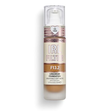 Makeup Revolution IRL Filter Longwear Foundation F12 For Perfect Match, Multi-Use Waterproof, Medium/Full Coverage, Oil Free – We Have a Shade For All Skin Types (Brown F13.2)