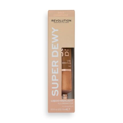 Makeup Revolution- Superdewy Liquid Highlighter - Gold Champagne (Medium Skin Tones) | Ultra Smooth | Highly-Pigmented | For Shiny & Glowy Makeup | Lightweight | Vegan & Cruelty Free - 15 ml