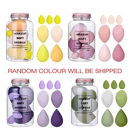 Makeup Sponge Set Beauty Blender with Egg Case, Soft Sponge For Liquid Foundation, Creams, and Powders Latex Free Wet and Dry Makeup (Multicolor 4 Big + 3 Mini -7 Pcs set)