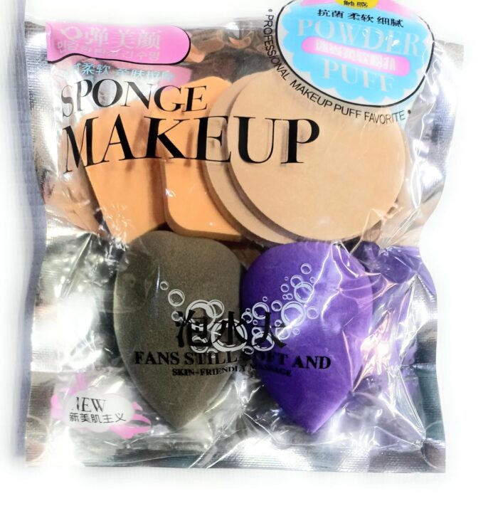 Makeup Sponge Set, Professional Beauty Blender Pack, 3 Colours - Beige, Purple, Grey (Pack of 6)
