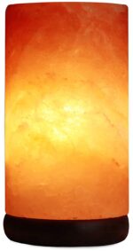 Malowal Himalayan Rock Salt Lamp with Wooden Base and an Extra Bulb (Cylinder)