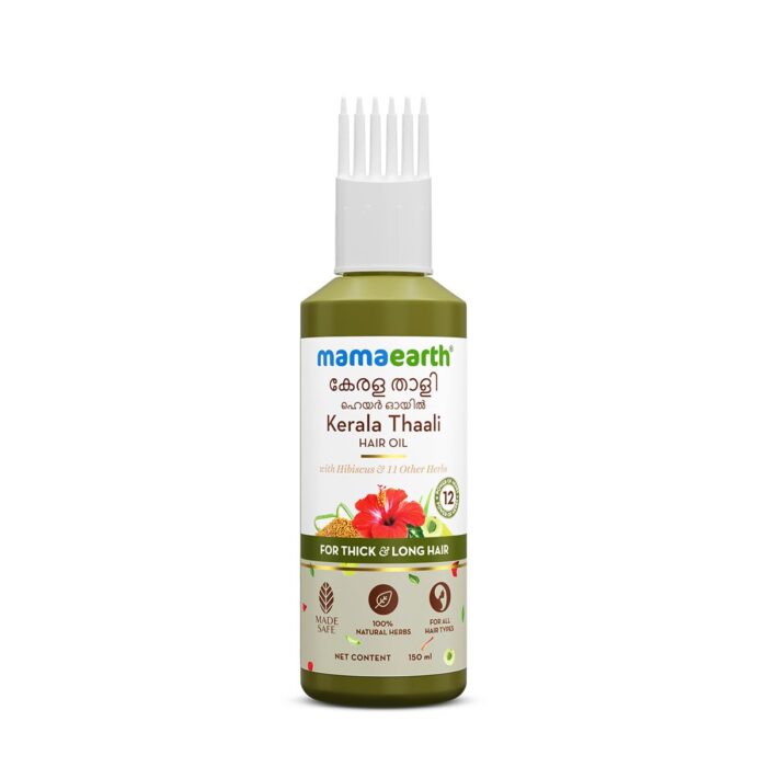 Mamaearth Kerala Thaali Hair Oil with Hibiscus, Bhringraj, Methi Dana & Amla for Thick & Long Hair - 150 ml | Stimulates Hair Growth | Nourishing Thali | 100% Natural Herbs | 12 Potent Herbs