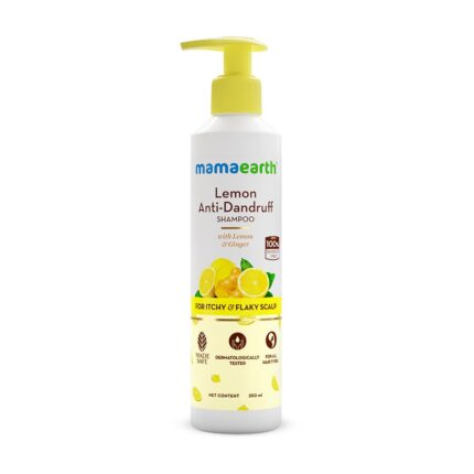 Mamaearth Lemon Anti-Dandruff Shampoo with Lemon & Ginger for Itchy & Flaky Scalp | Reduces Up to 100% Dandruff | Soothes Itchiness | For Men & Women | 250 ml