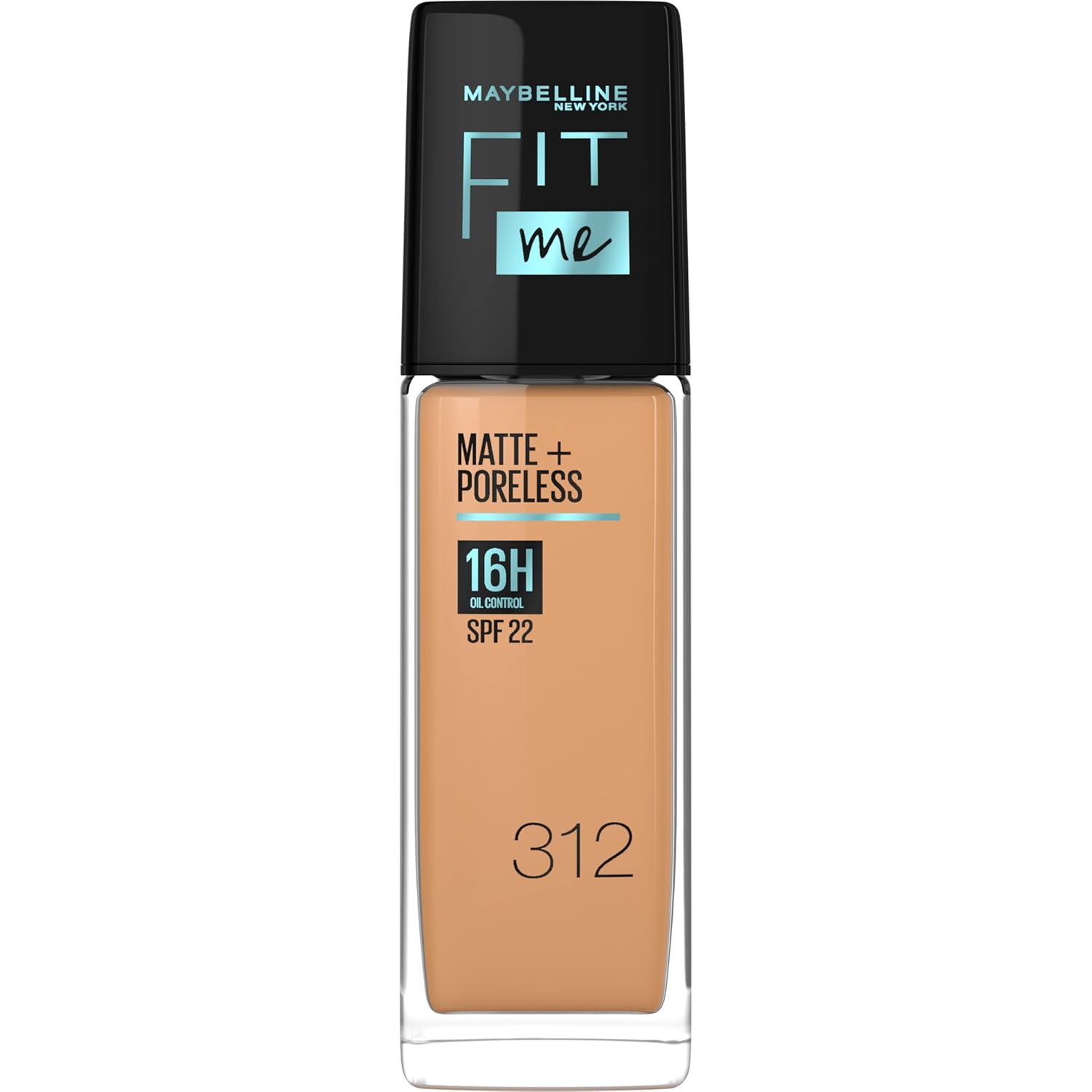 Maybelline New York Fit Me Matte & Poreless Liquid Full Coverage Semi-Matte Foundation 16H Oil Control For All Skin Types With Spf 22-312, 1 Count