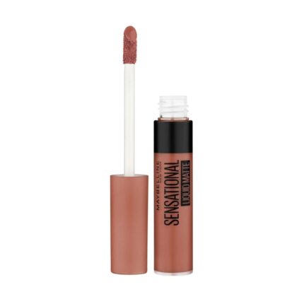 Maybelline New York Lipstick, Matte Finish, Non-Sticky and Non-Drying, Sensational Liquid Matte, NU01 Bare It All, 7ml
