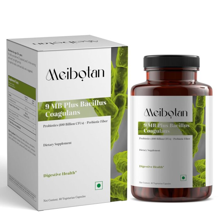 Meibotan Bacillus Coagulans 100 Billion CFU - Natural Probiotic Supplement Supporting Digestive Health, Diarrhea, Gas & Bloating GI & Overall Gut Health for Men & Women (60 Veg Capsules)
