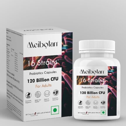 Meibotan Probiotic Supplement 120 Billion CFU For Men & Women with 16 Strains - Stimulates the immune system Digestion Immunity Support- 60 Veg Capsules